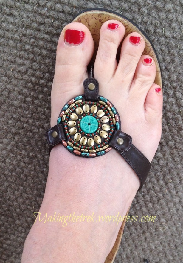 Love these sandals.  Disregard the sad state of the pedicure...just ran out of hours this weekend!