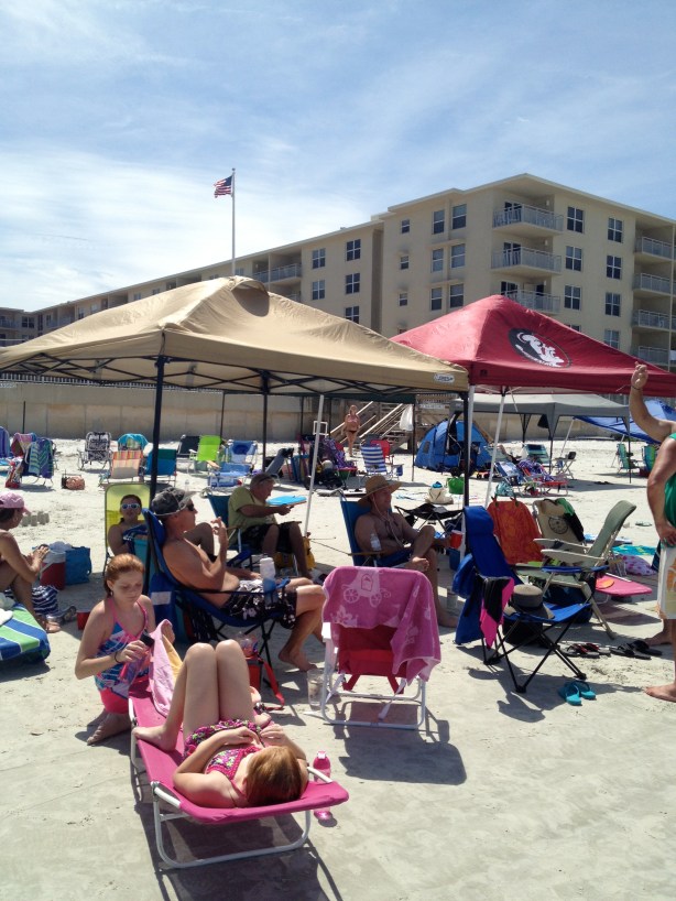 Home base on the beach.  Look for the FSU tent.